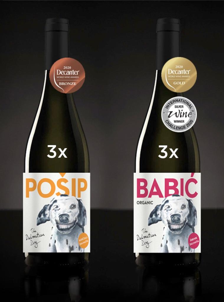 Dalmatian Dog box - karton 3 Pošipa i 3 Babića nagrađenih Decanterom
